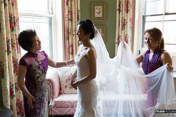 Bride getting ready College Club of Boston Wedding
