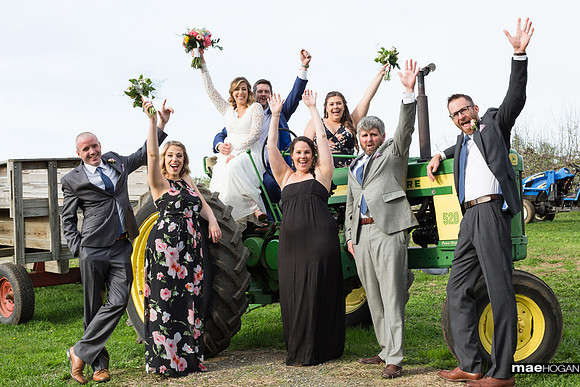 Bridal party on tractor