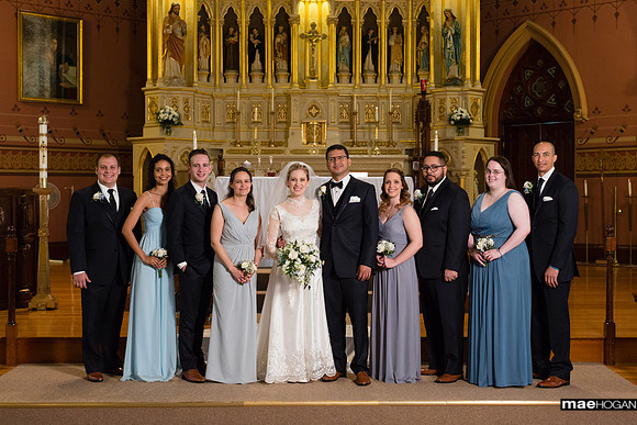Bridal party in Clinton, MA church