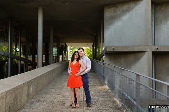 Engagement photos on ramp at the Carpenter Center