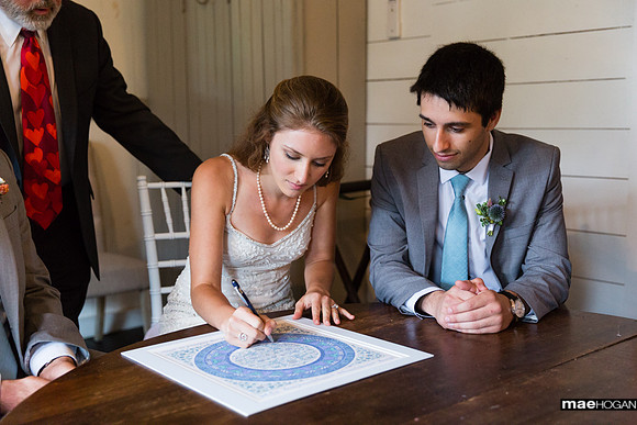 Bride signing the Ketubah