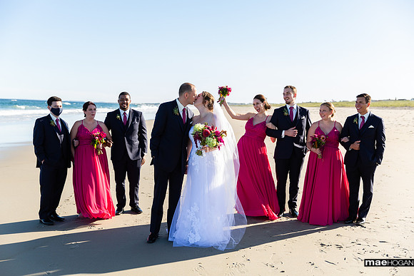 Bridal party on the beach