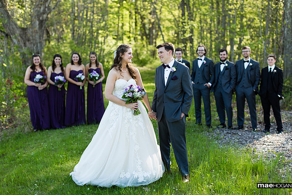 Bridal party and married couple