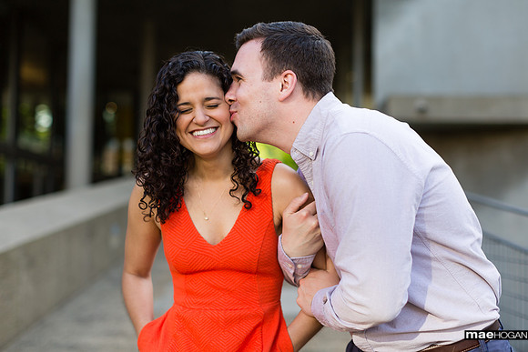 Groom to be making his fiancé laugh