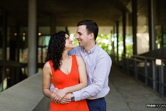 Engaged couple on Harvard campus